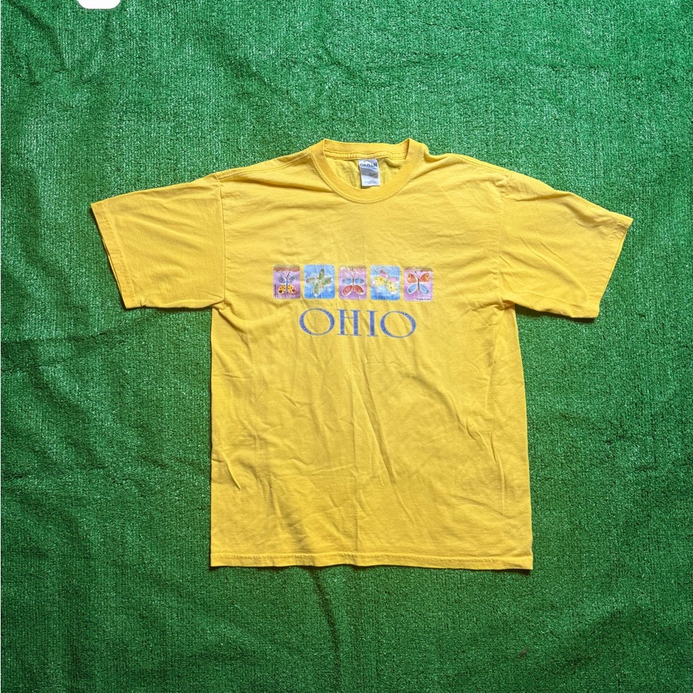 Yellow Vintage Ohio Butterfly T-shirt Size Large